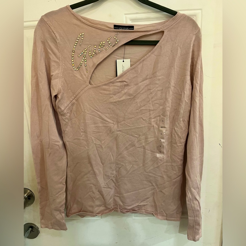 Light Pink Blush Rose NWT NEW Guess Longsleeve knit sweater